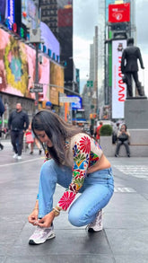 Navratri Special Pure Cotton Off White Color Kachchhi Work Choli